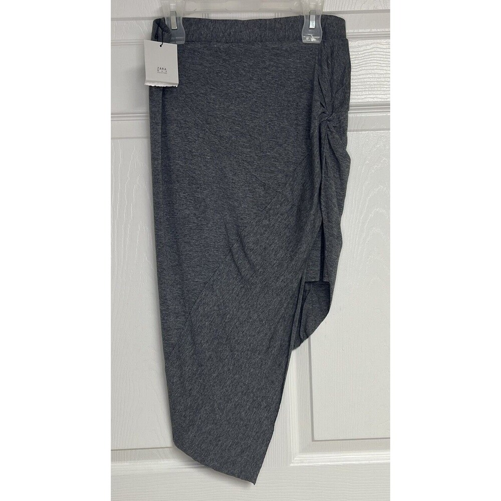 Zara Asymmetrical Side Knot T-Shirt Skirt Size Medium Viscose Grey